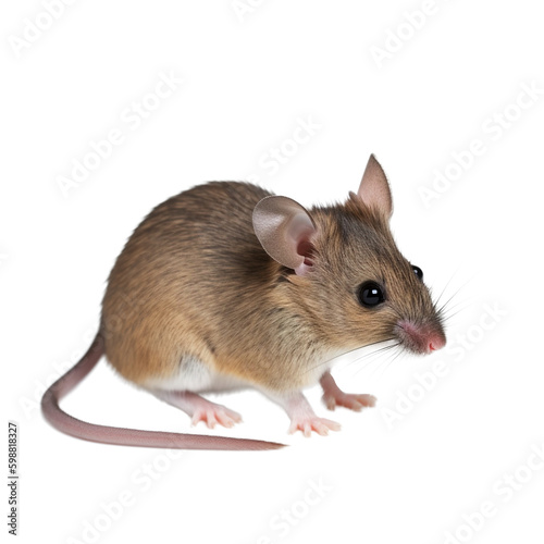 A small gray mouse isolated on transparent background, Generative AI