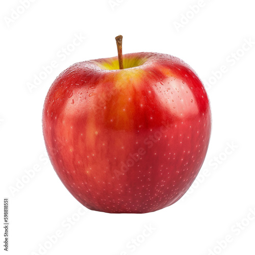 A red apple isolated on transparent background, Generative AI