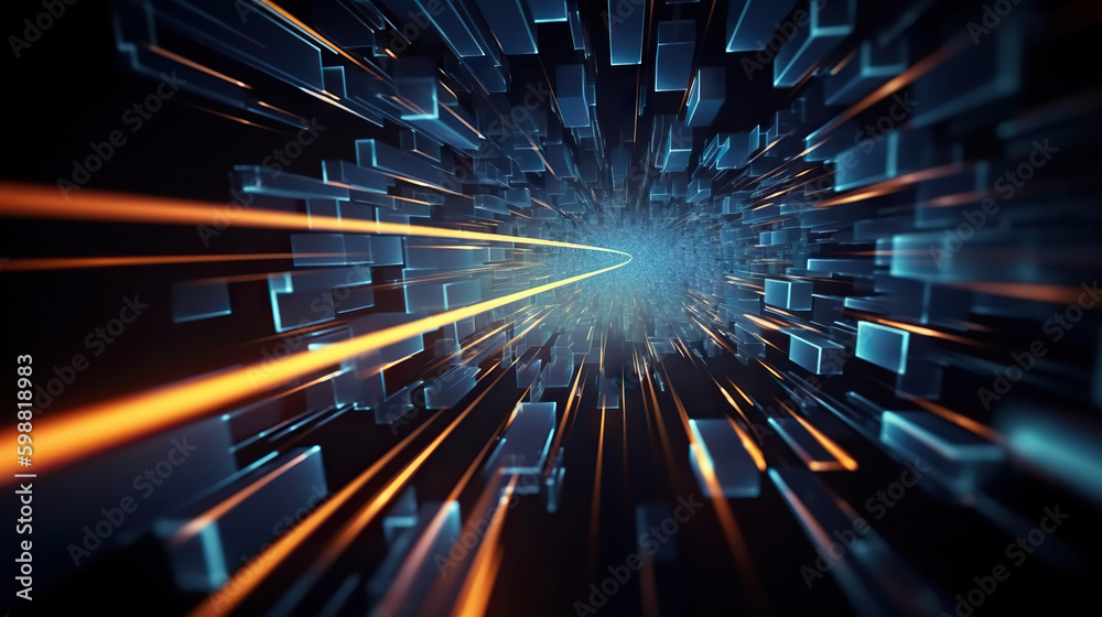 Fototapeta premium Modern abstract digital 3D background. Copy space. Based on Generative AI