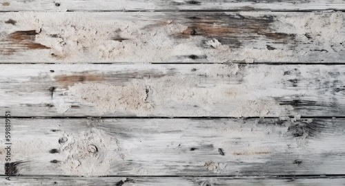 Old wood textured in white paint, generative ai
