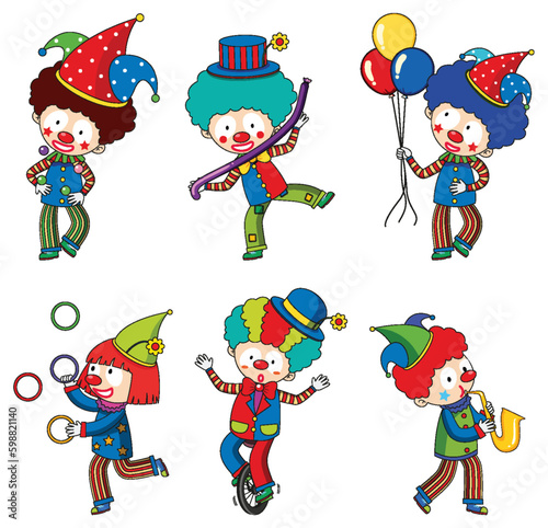 Set of Playful Clowns