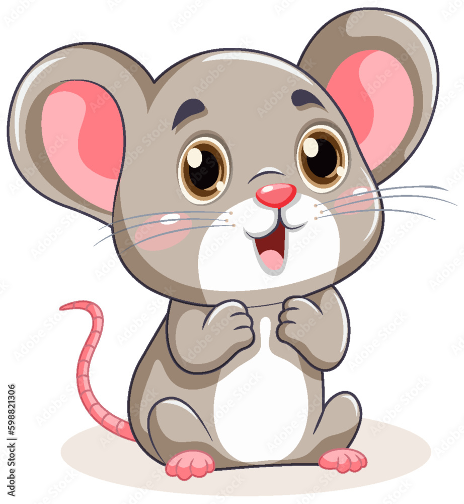 Cute Little Mouse with Big Ears Cartoon Character Cute Little Mouse with Big Ears Cartoon Character