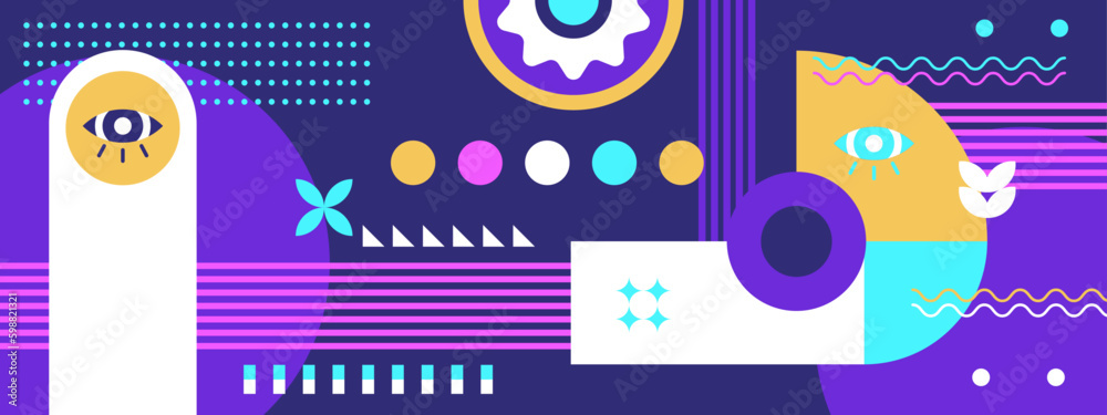 Memphis abstract geometrict colorful retro design banner Memphis abstract geometrict colorful retro design banner