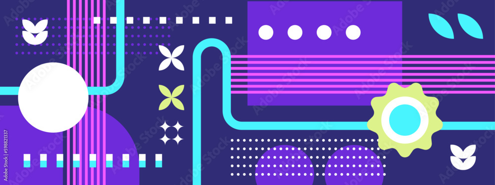 Obraz premium Vintage vector banner design with abstract geometric shapes
