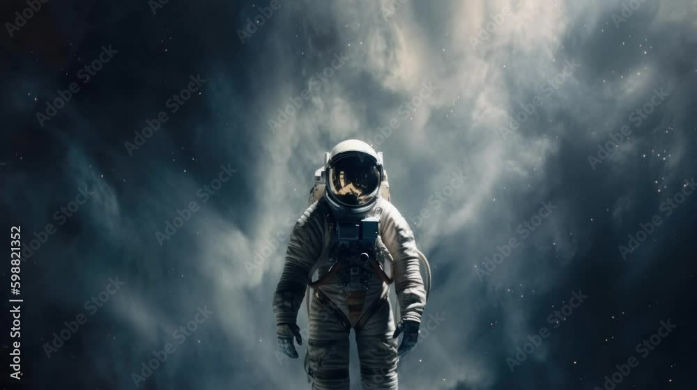 Space suits isolated on space background. Motion. ai generated. Space suits isolated on space background. Motion. ai generated.