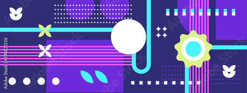 Vintage vector flat mosaic horizontal banner