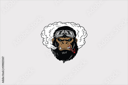 vector illustration smoke gorilla, eps 10