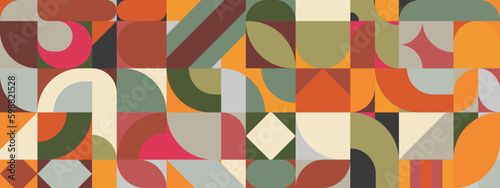 Colorful geometric Retro pattern design banner