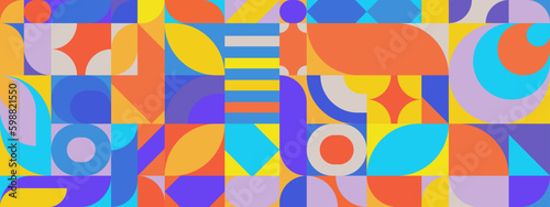 Abstract and colourful geometric shapes pattern background. Vector illustration.