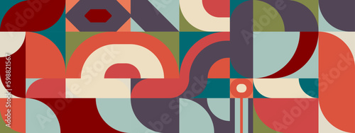 Colorful geometric Retro pattern design banner
