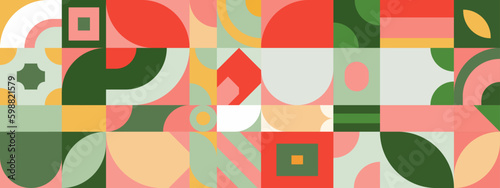 Vintage abstract geometrict colorful retro design banner