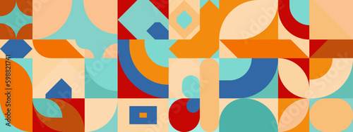 Vintage abstract geometrict colorful retro design banner