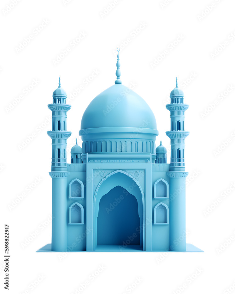 Blue Mosque 3D Illustration. Generative AI