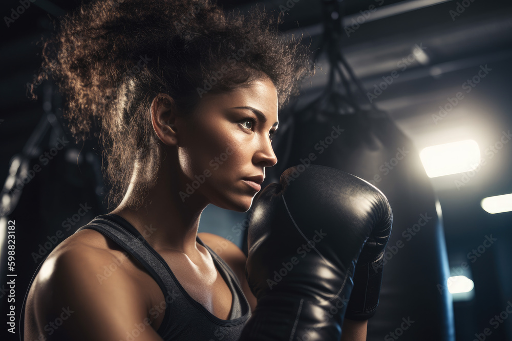 Generative AI - Fit 30-year-old Woman doing Boxing Exercise