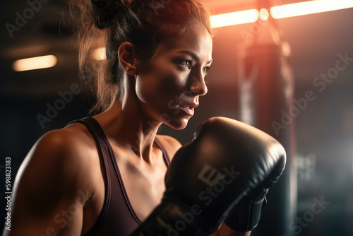 Generative AI - Fit 30-year-old Woman doing Boxing Exercise