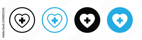 heart cross icon set. medicals icon symbol sign collections, vector illustartion