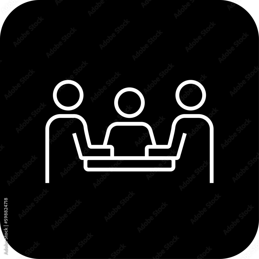 Meeting Business icon with black filled line style. team, professional, computer, talking, businesswoman, strategy, online. Vector illustration Meeting Business icon with black filled line style. team, professional, computer, talking, businesswoman, strategy, online. Vector illustration