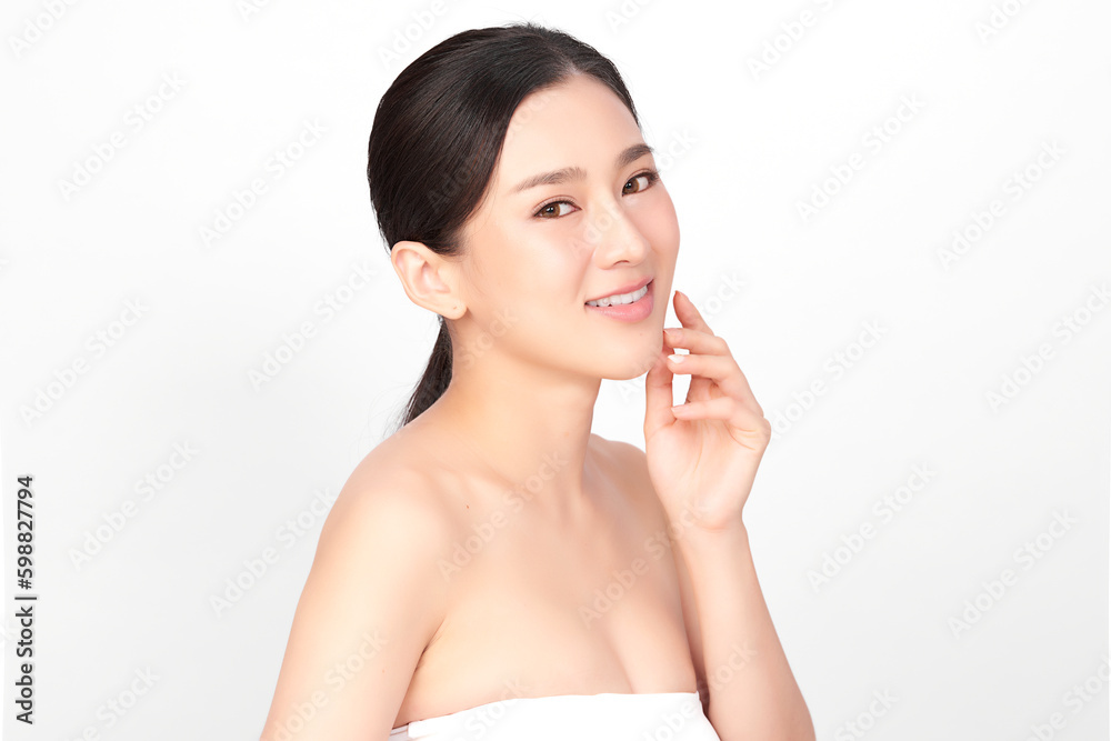 Beautiful young asian woman with clean fresh skin on white background, Face care, Facial treatment, Cosmetology, beauty and spa, Asian women portrait. Beautiful young asian woman with clean fresh skin on white background, Face care, Facial treatment, Cosmetology, beauty and spa, Asian women portrait.