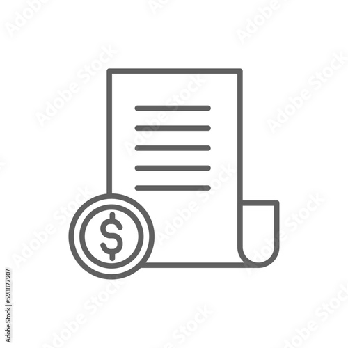 Document Business icon with black outline style. file, page, note, form, contract, archive, text. Vector illustration