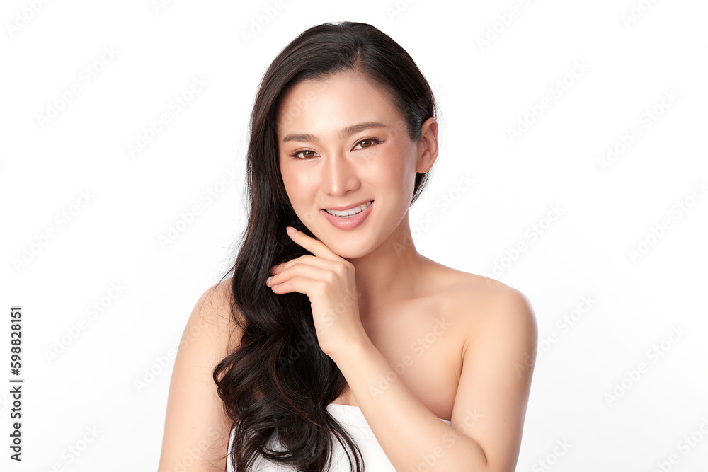 Beautiful young asian woman with clean fresh skin on white background, Face care, Facial treatment, Cosmetology, beauty and spa, Asian women portrait. Beautiful young asian woman with clean fresh skin on white background, Face care, Facial treatment, Cosmetology, beauty and spa, Asian women portrait.