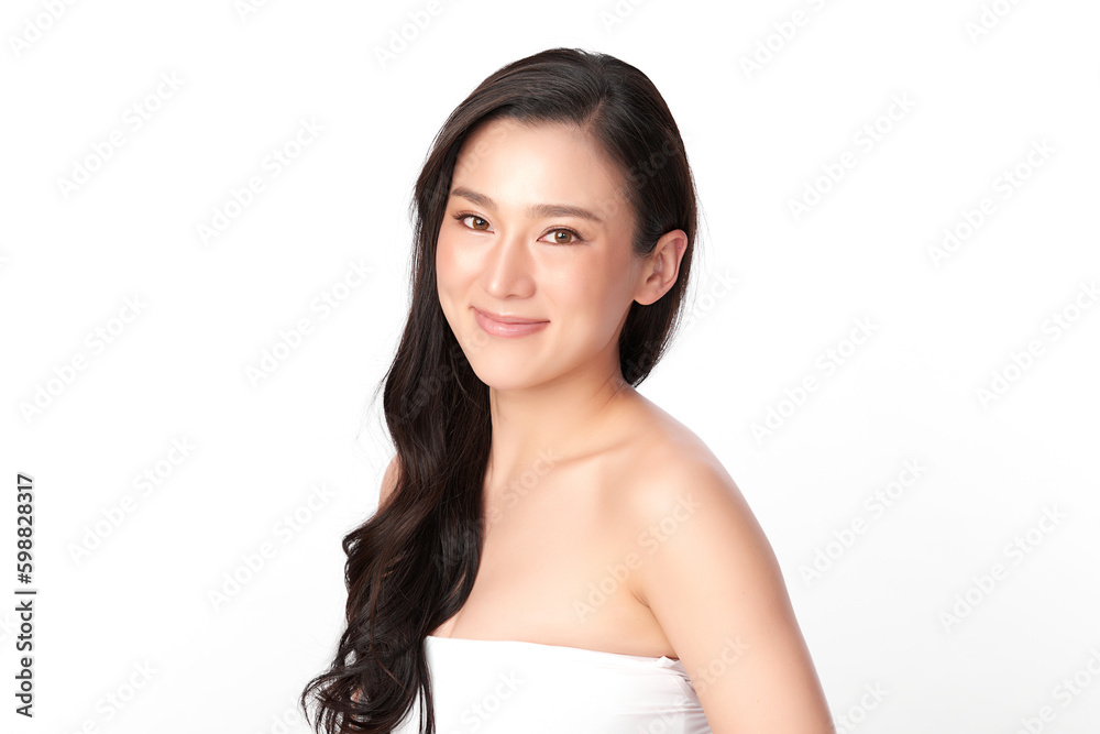Beautiful young asian woman with clean fresh skin on white background, Face care, Facial treatment, Cosmetology, beauty and spa, Asian women portrait. Beautiful young asian woman with clean fresh skin on white background, Face care, Facial treatment, Cosmetology, beauty and spa, Asian women portrait.