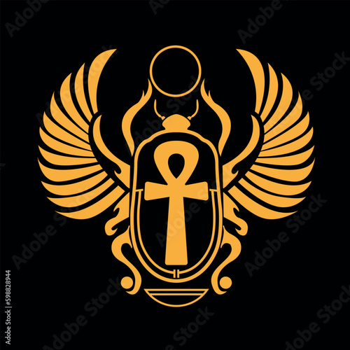 Egyptian Scarab Beetle Art sign vector