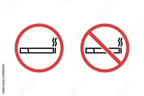 Minimalistic smoking and no smoking zone sign. No tobacco smoking area sign.