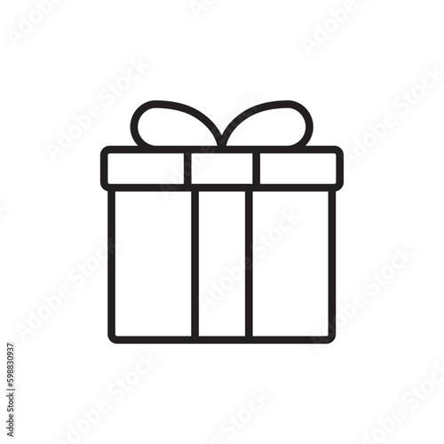 Gift Marketing people icon with black outline style. birthday, box, present, package, ribbon, parcel, surprise. Vector illustration