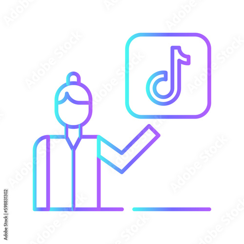 Tik tok ads people Marketing people icon with blue duotone style. media, online, app, interface, mobile, smartphone, network. Vector illustration