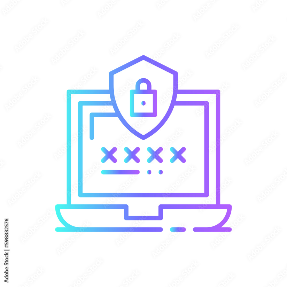 Password Technology icon with blue duotone style. security, lock, access, safe, secure, privacy, padlock. Vector illustration