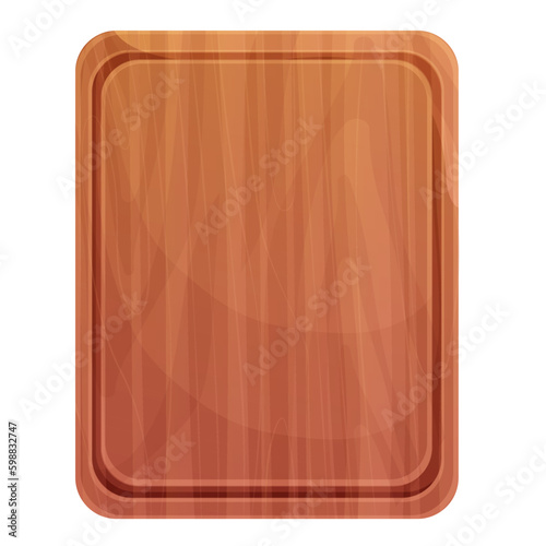 Cutting board wooden chopping desk top view in cartoon style isolated on white background. Wood shield, menu mockup Generative AI