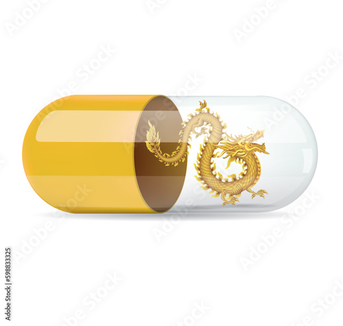 The capsule contains the golden dragon.