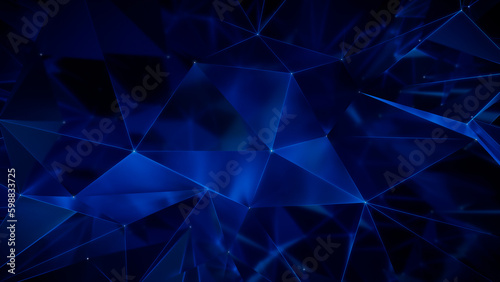 Quantum Computer Architecture. Futuristic Smart Grid and Global Connectivity Concept. Blue Tech Background. 3D Render. photo