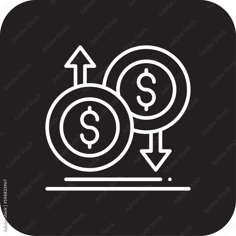 Currency Excharge Finance and economy icon with black filled line style. income, investment, profit, accumulation, pay, tax, money. Vector illustration Currency Excharge Finance and economy icon with black filled line style. income, investment, profit, accumulation, pay, tax, money. Vector illustration