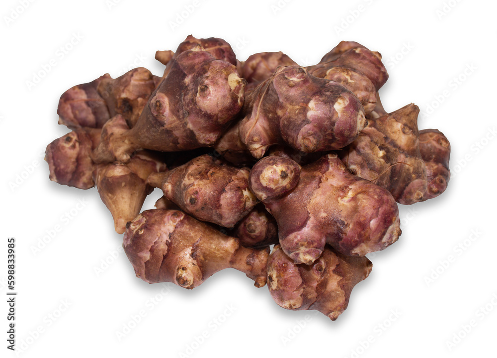 Jerusalem artichoke isolated on a white background with clipping path. Jerusalem artichoke isolated on a white background with clipping path.