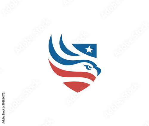 Eagle shield logo design, phoenix vector emblem logo element, american army symbol, bird falcon 