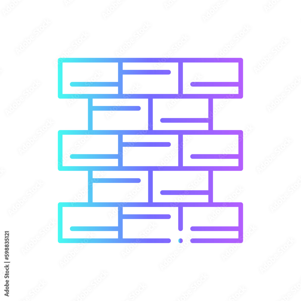 Brick Wall Construction icon with blue duotone style. construction, stone, cement, material, build, texture, pattern. Vector illustration Brick Wall Construction icon with blue duotone style. construction, stone, cement, material, build, texture, pattern. Vector illustration