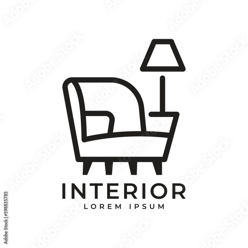 interior logo design home decoration sofa chair furniture concept outline style