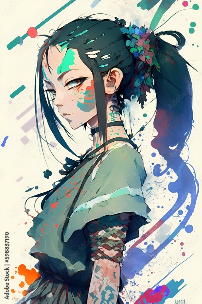 Fototapeta premium girl with a fan