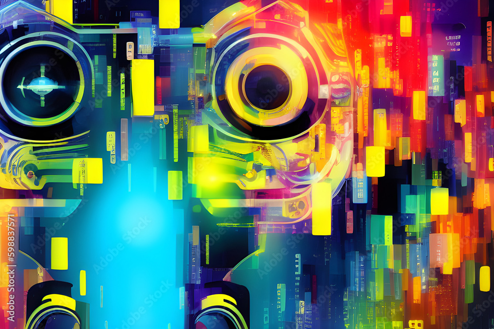 Fototapeta premium Artificial Intelligence concept. Creative robot brain concept background. Vector science cyborg illustration