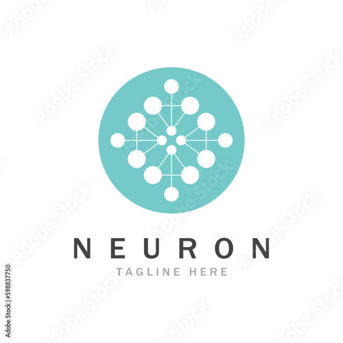 Neuron logo or nerve cell logo design,molecule logo illustration template icon with vector concept