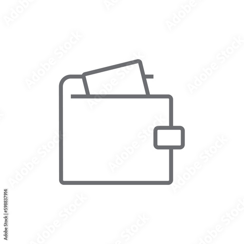 Wallet Shopping icon with black outline style. finance, payment, financial, card, credit, saving, wealth. Vector illustration