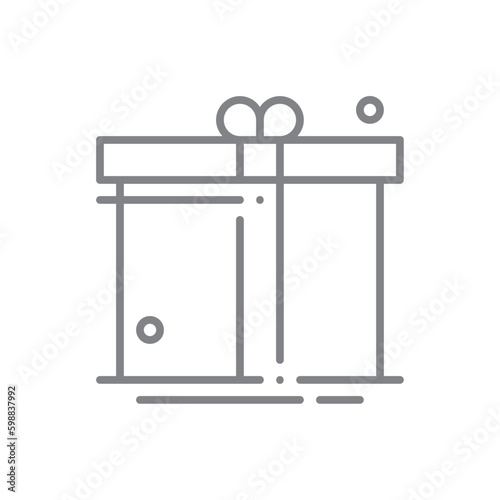 Birthday Gift Shopping icon with black outline style. present, package, ribbon, surprise, celebration, decoration, give. Vector illustration