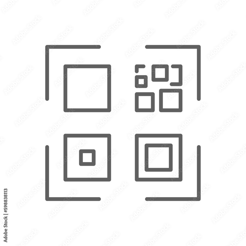 Qr code Shopping icon with black outline style. phone, scan, mobile, smartphone, information, id, data. Vector illustration