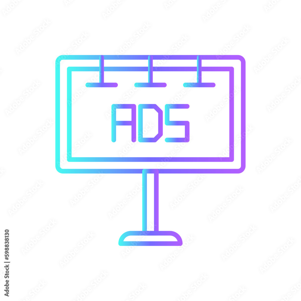 Advertisement Shopping icon with blue duotone style. media, marketing, strategy, promotion, campaign, announcement, target. Vector illustration Advertisement Shopping icon with blue duotone style. media, marketing, strategy, promotion, campaign, announcement, target. Vector illustration