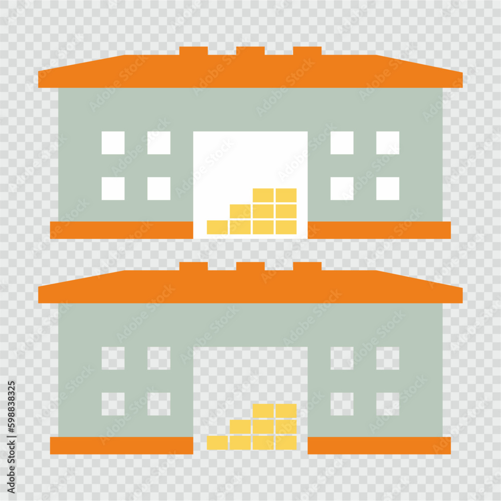 Warehouse, Storehouse, depot building, set icon, color vector illustration, transparent background