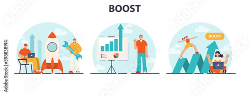 Boost set. Business growth, professional improvement or career