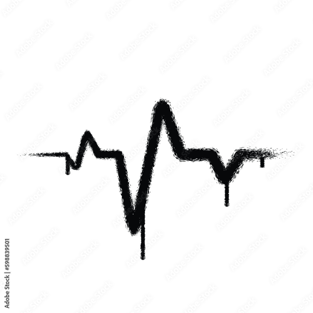 Fototapeta premium Vector graffiti spray paint heart rate elektrokardiogram signal isolated vector illustration