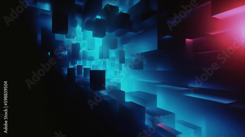 Modern abstract digital 3D background. Copy space. Based on Generative AI