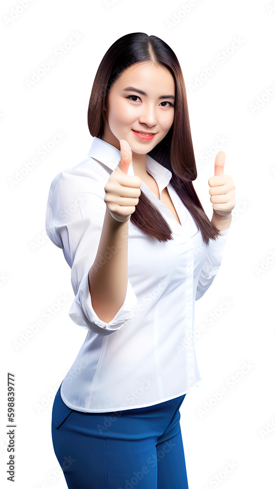 thump up hand woman isolated. Generative AI thump up hand woman isolated. Generative AI